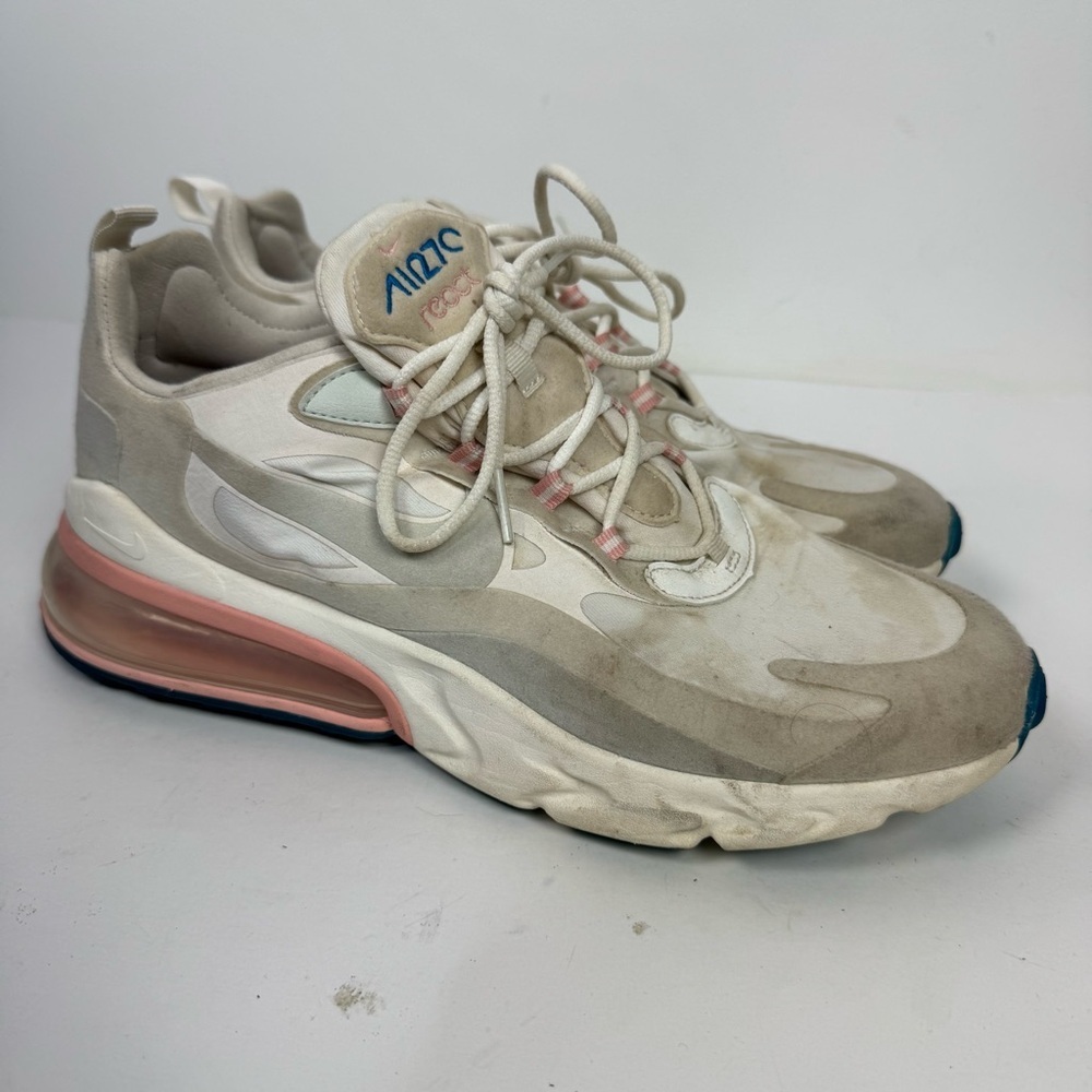 Nike Air Max 270 Epic React White & Pink Athletic Shoes Running Workout